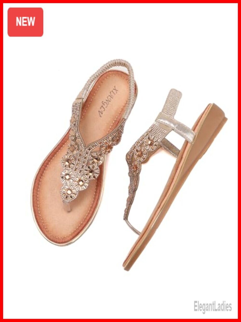Rhinestone Beaded Wedge Sandals Bohemian Gladiator Flat Sandals